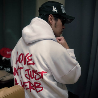 White Hoodie Love isn't just a Verb