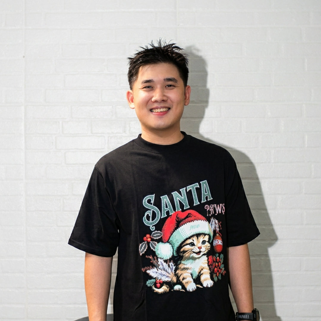 Black Shirt Santa Paws
